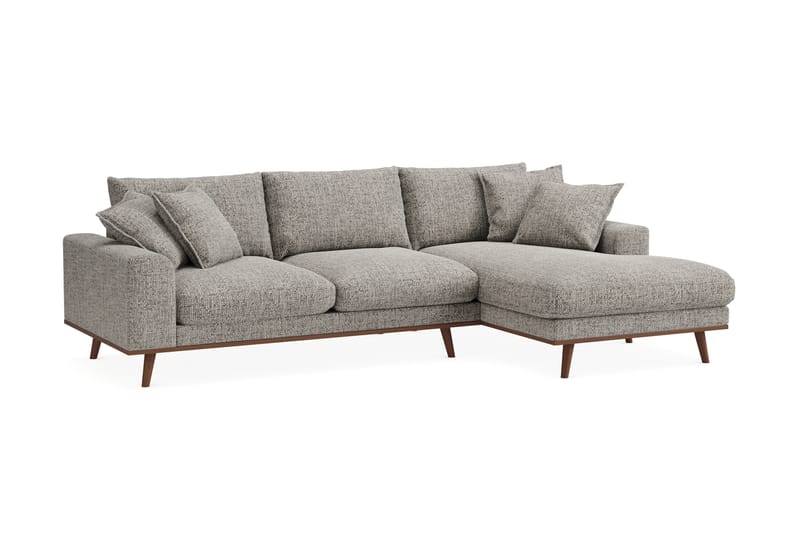 Copenhagen Premium 4-seters Høyrevendt L-formet Dyp Divansofa i Chenille - Grå - Møbler - Sofaer - Sofa med chaiselong