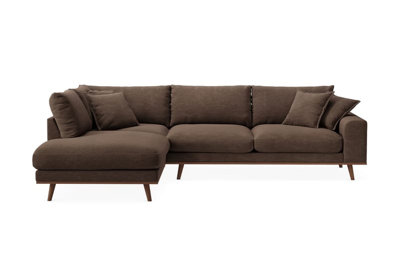 Copenhagen Premium 4-seters Venstrevendt L-formet Dyp Sjeselongsofa i Stoff - Brun - Møbler - Sofaer - Sofa med chaiselong