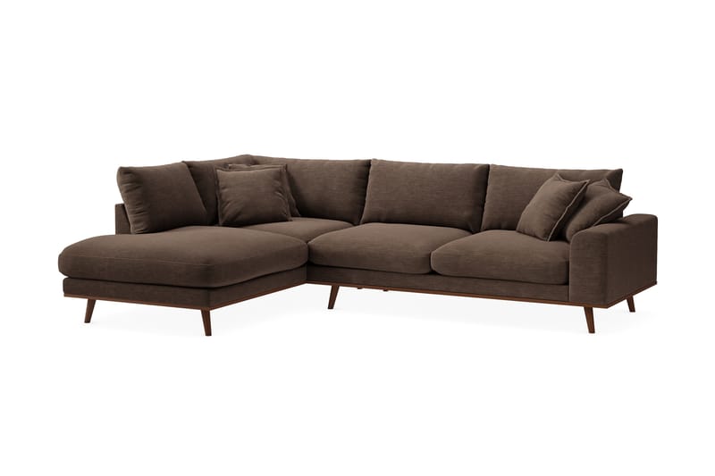 Copenhagen Premium 4-seters Venstrevendt L-formet Dyp Sjeselongsofa i Stoff - Brun - Møbler - Sofaer - Sofa med chaiselong