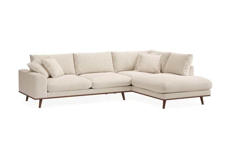 Copenhagen Premium 4-seters Høyrevendt L-formet Dyp Sjeselongsofa i Stoff - Beige - Møbler - Sofaer - Sofa med chaiselong
