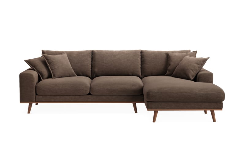 Copenhagen Premium 4-seters Høyrevendt L-formet Dyp Divansofa i Stoff - Brun - Møbler - Sofaer - Sofa med chaiselong