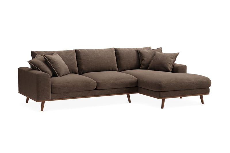 Copenhagen Premium 4-seters Høyrevendt L-formet Dyp Divansofa i Stoff - Brun - Møbler - Sofaer - Sofa med chaiselong