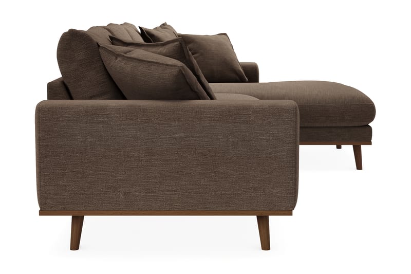 Copenhagen Premium 4-seters Høyrevendt L-formet Dyp Divansofa i Stoff - Brun - Møbler - Sofaer - Sofa med chaiselong