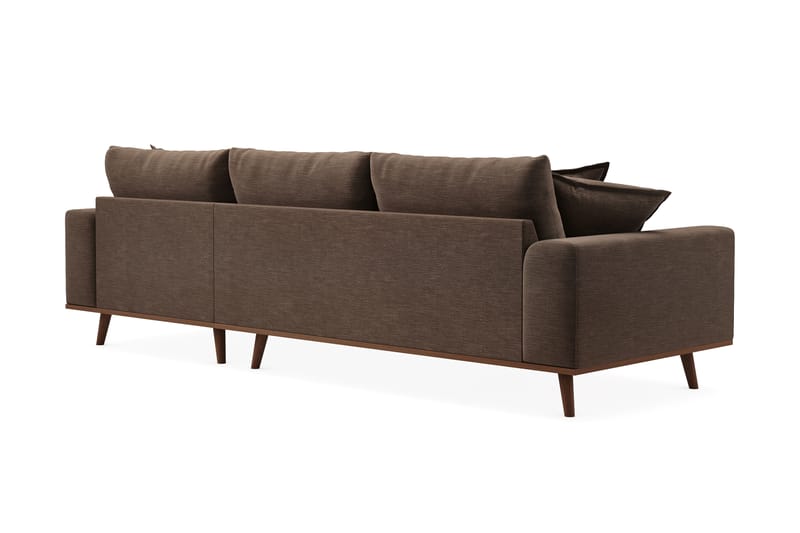 Copenhagen Premium 4-seters Høyrevendt L-formet Dyp Divansofa i Stoff - Brun - Møbler - Sofaer - Sofa med chaiselong
