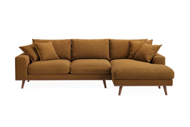 Copenhagen Premium 4-seters Høyrevendt L-formet Dyp Divansofa i Stoff - Sennepsgul - Møbler - Sofaer - Sofa med chaiselong