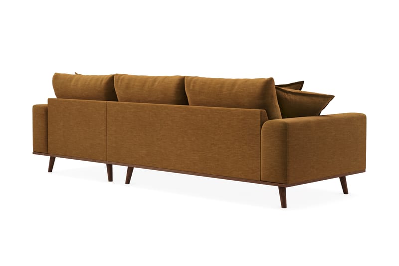 Copenhagen Premium 4-seters Høyrevendt L-formet Dyp Divansofa i Stoff - Sennepsgul - Møbler - Sofaer - Sofa med chaiselong