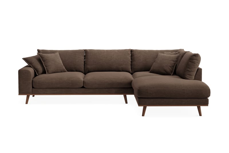 Copenhagen Premium 4-seters Høyrevendt L-formet Dyp Sjeselongsofa i Stoff - Brun - Møbler - Sofaer - Sofa med chaiselong