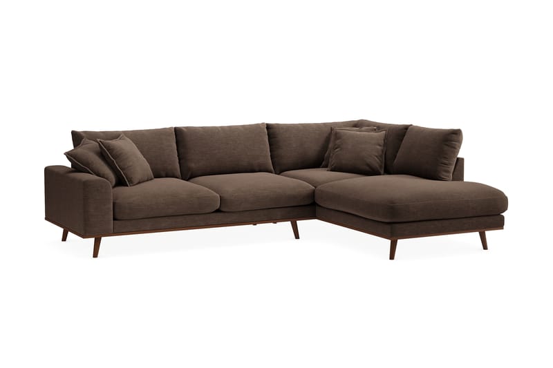 Copenhagen Premium 4-seters Høyrevendt L-formet Dyp Sjeselongsofa i Stoff - Brun - Møbler - Sofaer - Sofa med chaiselong