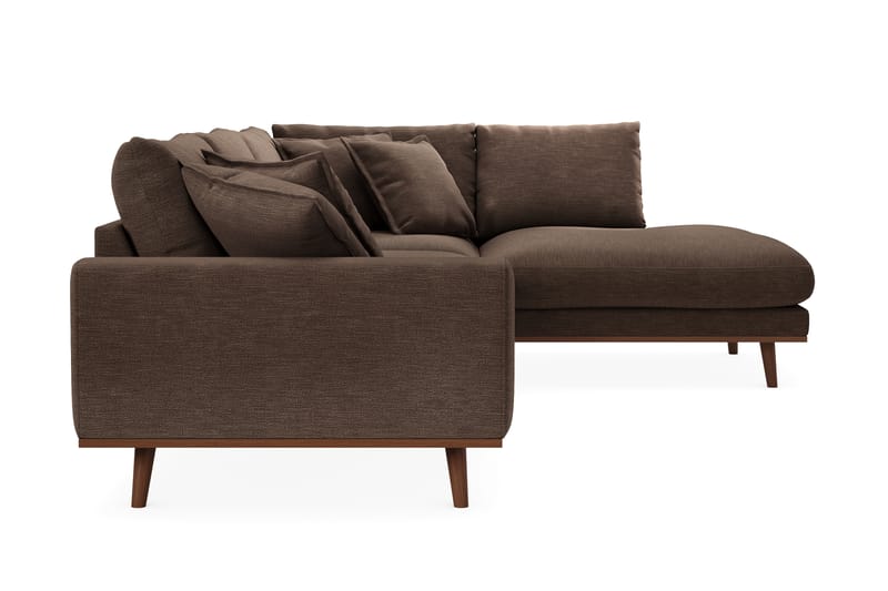 Copenhagen Premium 4-seters Høyrevendt L-formet Dyp Sjeselongsofa i Stoff - Brun - Møbler - Sofaer - Sofa med chaiselong