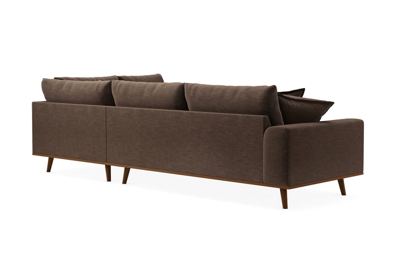 Copenhagen Premium 4-seters Høyrevendt L-formet Dyp Sjeselongsofa i Stoff - Brun - Møbler - Sofaer - Sofa med chaiselong