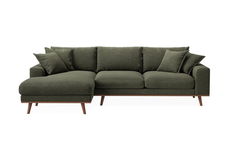 Copenhagen Premium 4-seters Venstrevendt L-formet Dyp Divansofa i Stoff - Grønn - Møbler - Sofaer - Sofa med chaiselong