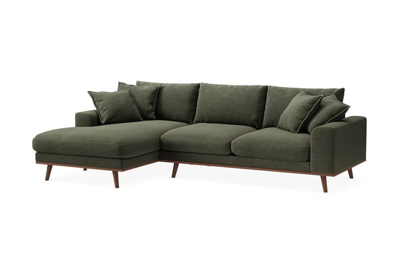 Copenhagen Premium 4-seters Venstrevendt L-formet Dyp Divansofa i Stoff - Grønn - Møbler - Sofaer - Sofa med chaiselong