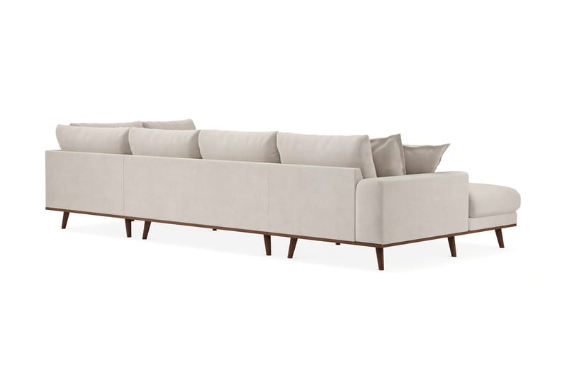 Copenhagen Premium 5-seters Høyrevendt U-formet Dyp Sofa med Divan og Sjeselong i Stof - Beige - Møbler - Sofaer - U Sofa