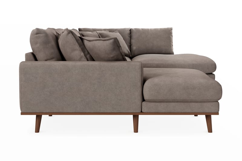 Copenhagen Premium 5-seters Høyrevendt U-formet Dyp Sofa med Divan og Sjeselong i Stof - Brun - Møbler - Sofaer - U Sofa