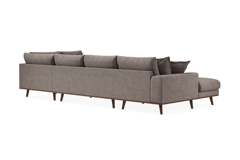 Copenhagen Premium 5-seters Høyrevendt U-formet Dyp Sofa med Divan og Sjeselong i Stof - Brun - Møbler - Sofaer - U Sofa