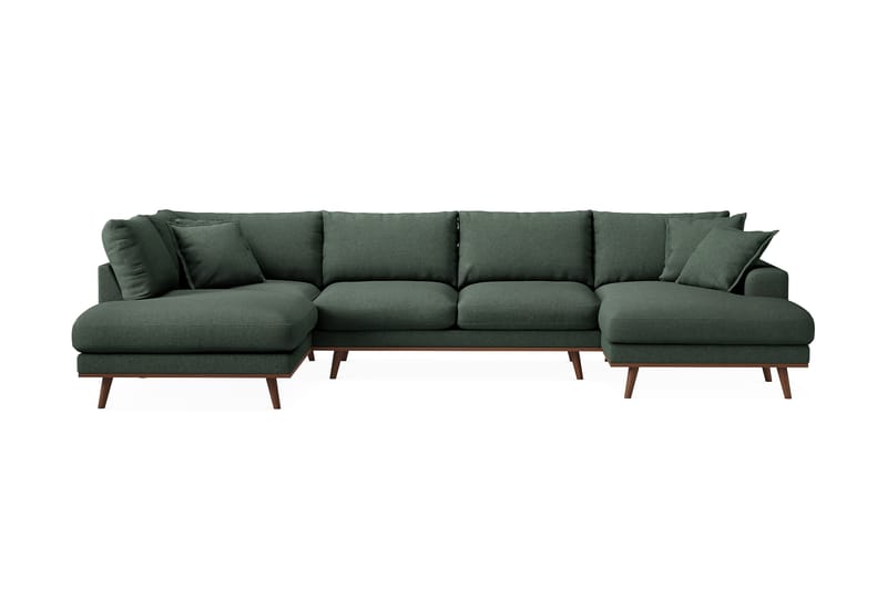 Copenhagen Premium 5-seters Venstrevendt U-formet Dyp Sofa med Divan og Sjeselong i Stof - Grøn - Møbler - Sofaer - U Sofa