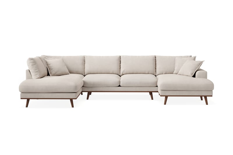 Copenhagen Premium 5-seters Venstrevendt U-formet Dyp Sofa med Divan og Sjeselong i Stof - Beige - Møbler - Sofaer - U Sofa