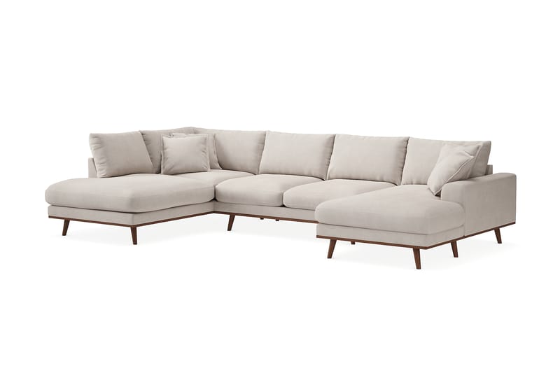 Copenhagen Premium 5-seters Venstrevendt U-formet Dyp Sofa med Divan og Sjeselong i Stof - Beige - Møbler - Sofaer - U Sofa
