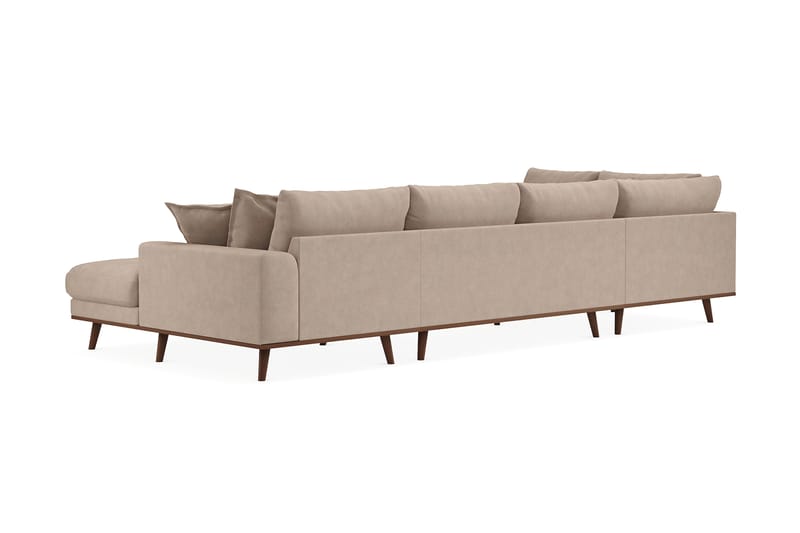 Copenhagen Premium 5-seters Venstrevendt U-formet Dyp Sofa med Divan og Sjeselong i Stof - Lysebrun - Møbler - Sofaer - U Sofa