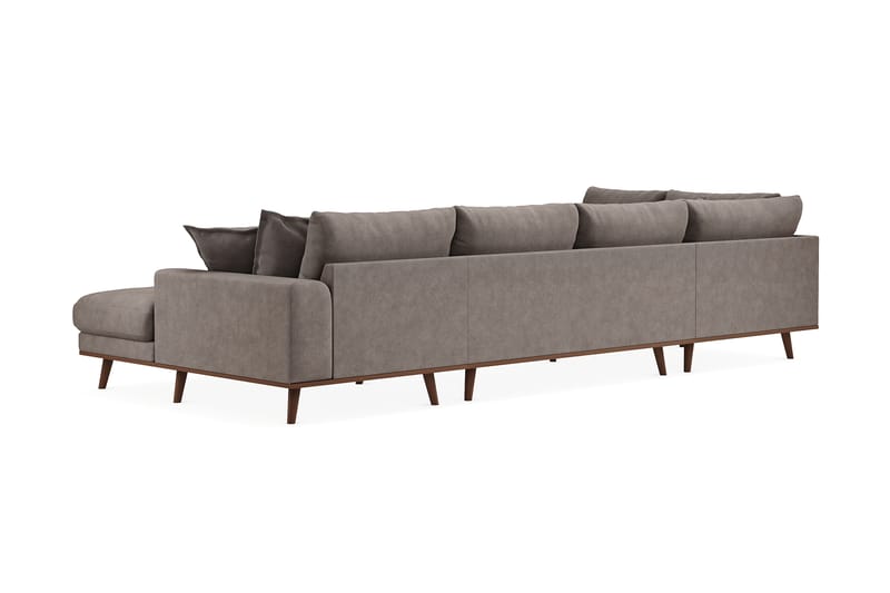 Copenhagen Premium 5-seters Venstrevendt U-formet Dyp Sofa med Divan og Sjeselong i Stof - Brun - Møbler - Sofaer - U Sofa