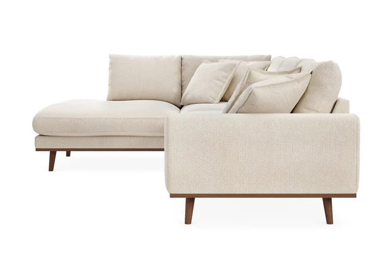 Copenhagen Premium 4-seters Venstrevendt L-formet Dyp Sjeselongsofa i Chenille - Lys beige - Møbler - Sofaer - Sofa med chaiselong