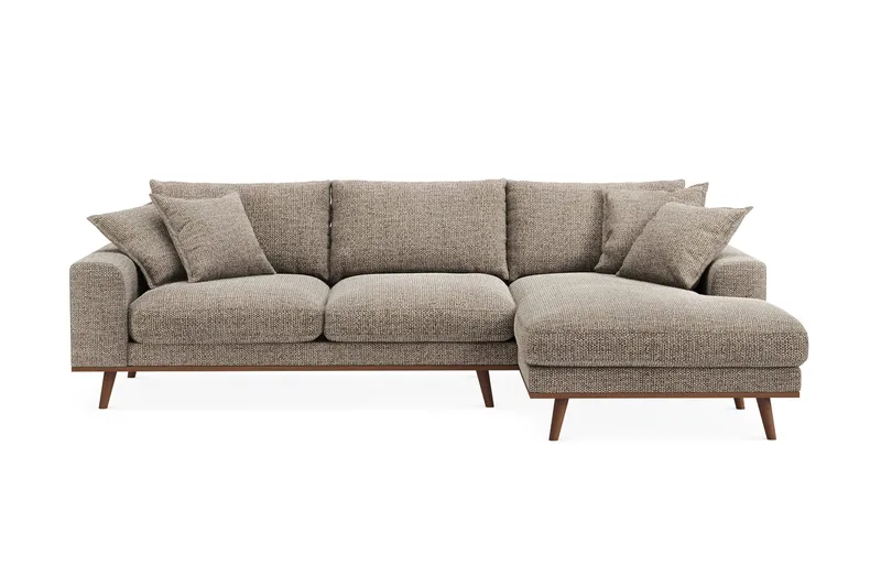 Copenhagen Premium 4-seters Høyrevendt L-formet Dyp Divansofa i Chenille, Brun