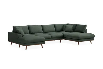 Copenhagen Premium 5-seters Høyrevendt U-formet Dyp Sofa med Divan og Sjeselong i Stof - Grøn - Møbler - Sofaer - U Sofa