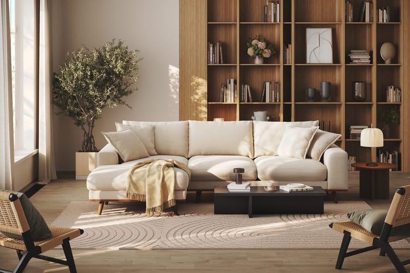 Copenhagen Premium 4-seters Venstrevendt L-formet Dyp Divansofa i Chenille - Lys beige - Møbler - Sofaer - Sofa med chaiselong