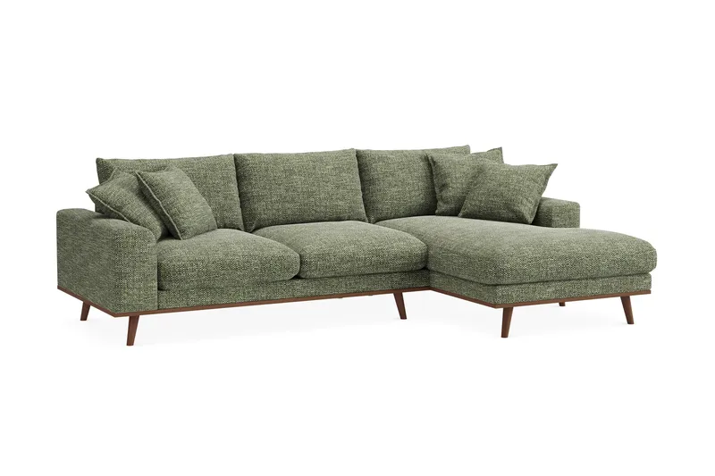 Copenhagen Premium 4-seters Høyrevendt L-formet Dyp Divansofa i Chenille - Grønn - Møbler - Sofaer - Sofa med chaiselong