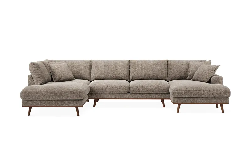 Copenhagen Premium 5-seters Venstrevendt U-formet Dyp Sofa med Divan og Sjeselong i Chenille - Brun - Møbler - Sofaer - U Sofa