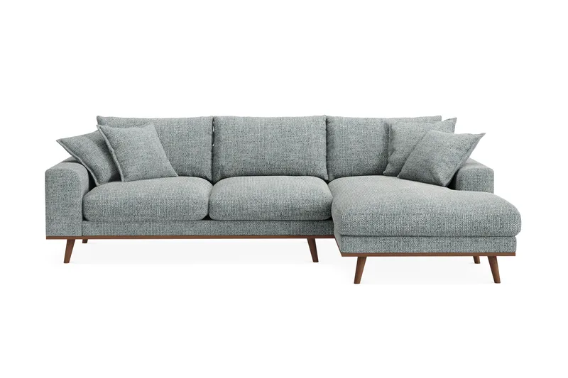 Copenhagen Premium 4-seters Høyrevendt L-formet Dyp Divansofa i Chenille - Grå/blå - Møbler - Sofaer - Sofa med chaiselong