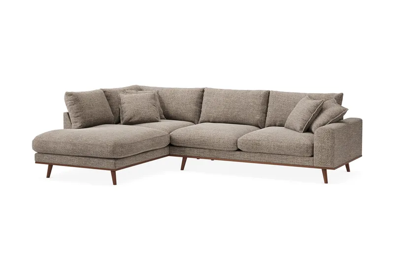 Copenhagen Premium 4-seters Venstrevendt L-formet Dyp Sjeselongsofa i Chenille - Brun - Møbler - Sofaer - Sofa med chaiselong