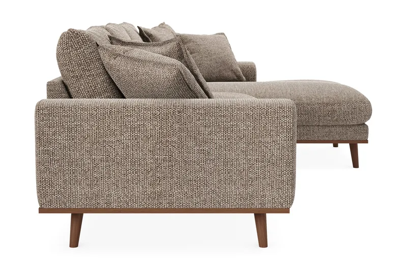 Copenhagen Premium 4-seters Høyrevendt L-formet Dyp Divansofa i Chenille - Brun - Møbler - Sofaer - Sofa med chaiselong