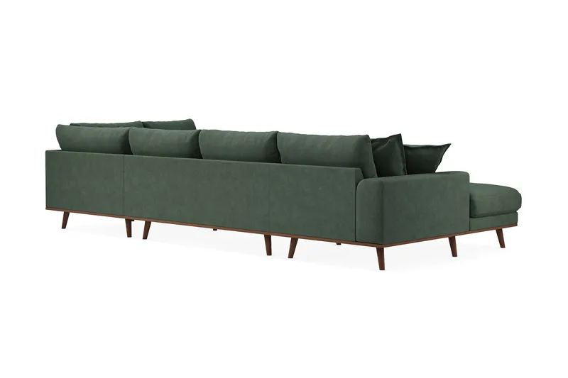 Copenhagen Premium 5-seters Høyrevendt U-formet Dyp Sofa med Divan og Sjeselong i Stof - Grøn - Møbler - Sofaer - U Sofa