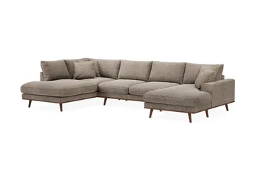 Copenhagen Premium 5-seters Venstrevendt U-formet Dyp Sofa med Divan og Sjeselong i Chenille - Brun - Møbler - Sofaer - U Sofa