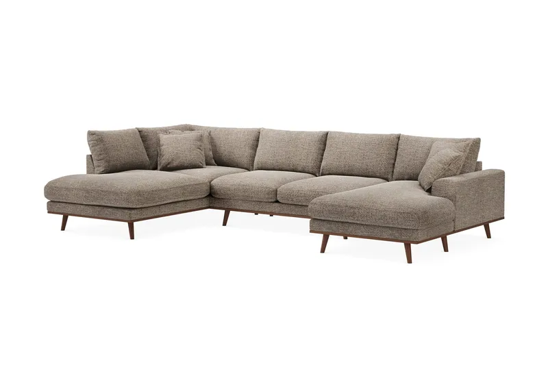 Copenhagen Premium 5-seters Venstrevendt U-formet Dyp Sofa med Divan og Sjeselong i Chenille - Brun - Møbler - Sofaer - U Sofa