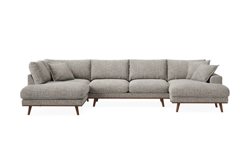 Copenhagen Premium 5-seters Venstrevendt U-formet Dyp Sofa med Divan og Sjeselong i Chenille - Grå - Møbler - Sofaer - U Sofa