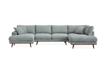 Copenhagen Premium 5-seters Høyrevendt U-formet Dyp Sofa med Divan og Sjeselong i Chenille