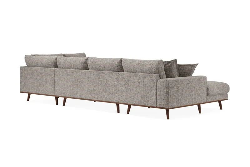Copenhagen Premium 5-seters Høyrevendt U-formet Dyp Sofa med Divan og Sjeselong i Chenille - Grå - Møbler - Sofaer - U Sofa