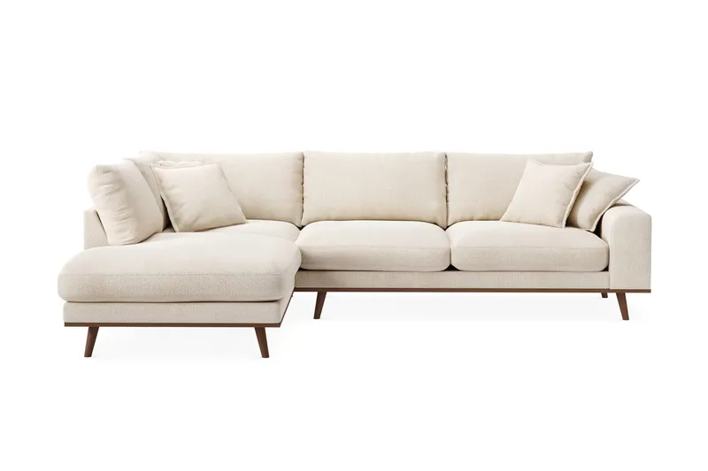 Copenhagen Premium 4-seters Venstrevendt L-formet Dyp Sjeselongsofa i Chenille - Lys beige - Møbler - Sofaer - Sofa med chaiselong