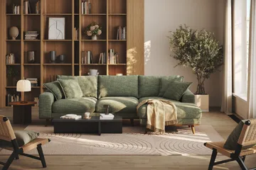 Copenhagen Premium 4-seters Høyrevendt L-formet Dyp Divansofa i Chenille - Grønn - Møbler - Sofaer - Sofa med chaiselong