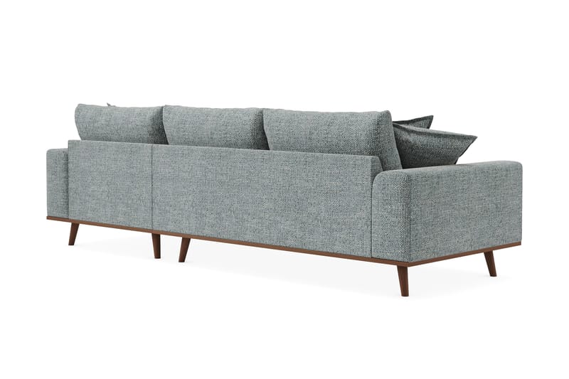 Copenhagen Premium 4-seters Høyrevendt L-formet Dyp Divansofa i Chenille - Grå/blå - Møbler - Sofaer - Sofa med chaiselong