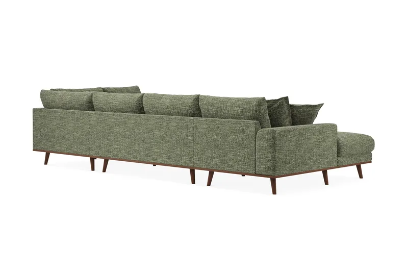 Copenhagen Premium 5-seters Høyrevendt U-formet Dyp Sofa med Divan og Sjeselong i Chenille - Grønn - Møbler - Sofaer - U Sofa