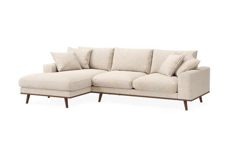 Copenhagen Premium 4-seters Venstrevendt L-formet Dyp Divansofa i Chenille - Beige - Møbler - Sofaer - Sofa med chaiselong