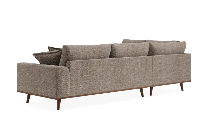 Copenhagen Premium 4-seters Venstrevendt L-formet Dyp Sjeselongsofa i Chenille - Brun - Møbler - Sofaer - Sofa med chaiselong