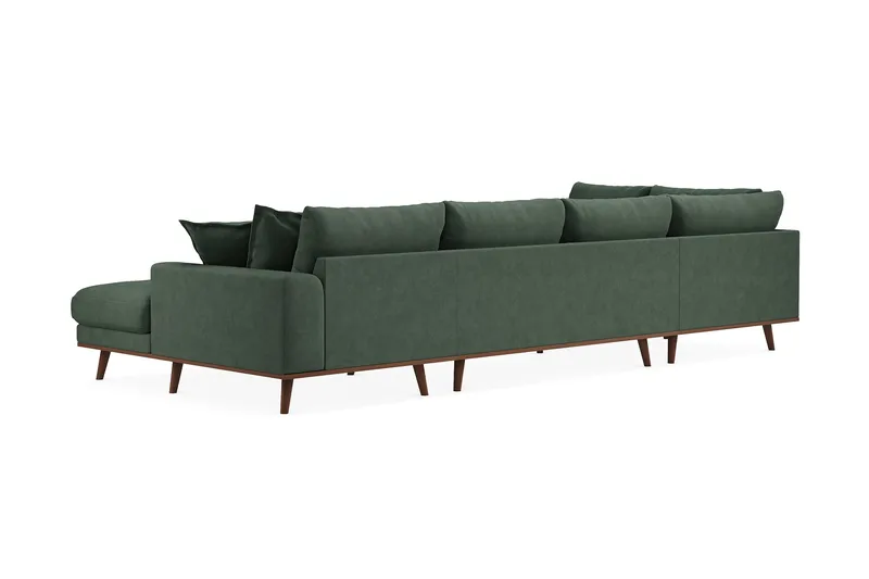 Copenhagen Premium 5-seters Venstrevendt U-formet Dyp Sofa med Divan og Sjeselong i Stof - Grøn - Møbler - Sofaer - U Sofa