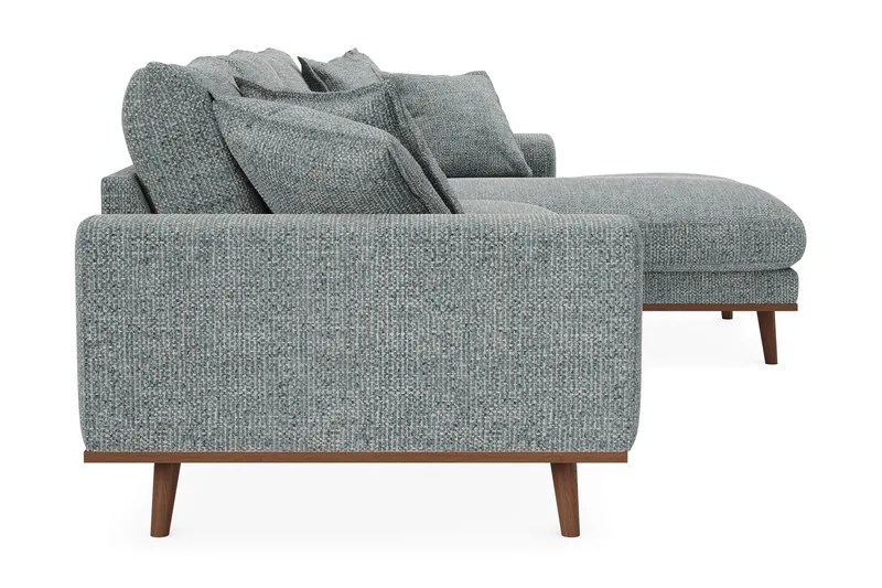 Copenhagen Premium 4-seters Høyrevendt L-formet Dyp Divansofa i Chenille - Grå/blå - Møbler - Sofaer - Sofa med chaiselong