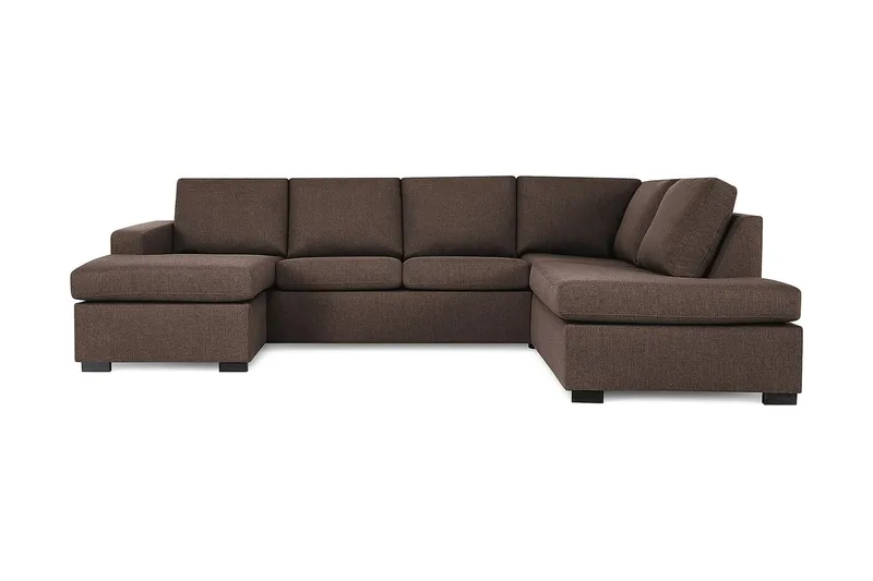 Crazy 4-personers Højrevendt U-formet Large Sofa med Chaiselong i Stof, Brun