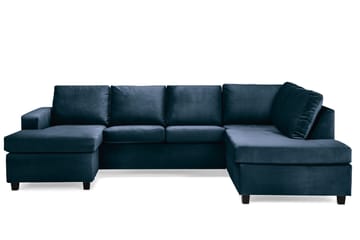 Crazy 4-personers Højrevendt U-formet Large Sofa med Chaiselong i Fløjl - Blå - Møbler - Sofaer - U Sofa