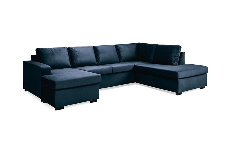 Crazy 4-personers Højrevendt U-formet Large Sofa med Chaiselong i Fløjl - Blå - Møbler - Sofaer - U Sofa